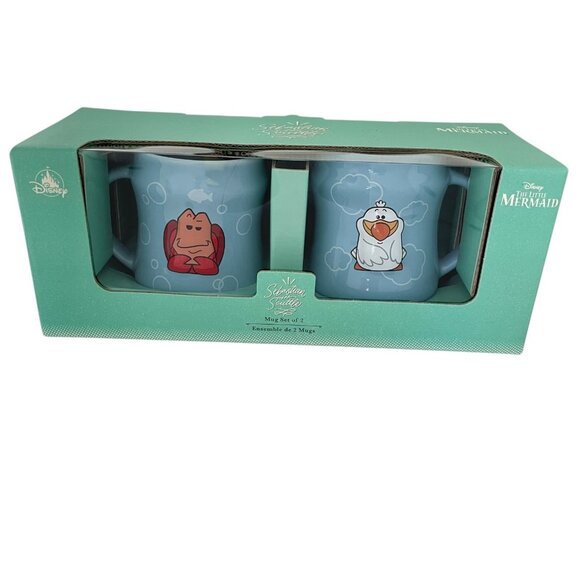 Disney Store The Little Mermaid Sebastian and Scuttle Ceramic Coffee Mug Set
